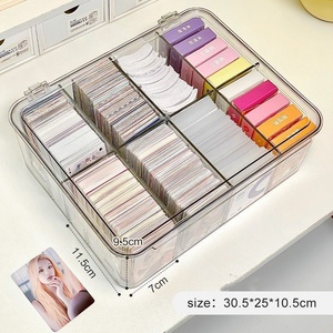 Caja de almacenamiento acrílica cuadrada moderna, almacenamiento de tarjetas pequeñas transparentes con tapa, mesa, acabado, caja de plástico sellada - Product Image 2