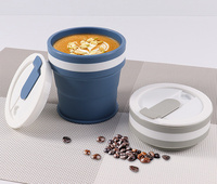 Gobelet pliable 350 ml, fabrication OEM, promotionnel, réutilisable, anti-fuite, sans BPA, style sport, format poche, silicone portable pour les voyages
