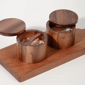 Acacia Wood Spice <b>Jar</b> With Lid Solid Seasoning Container <b>Kitchen</b> <b>Storage</b> <b>Jar</b> - Product Image 2