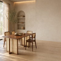 Table à manger de style japonais rétro et simple avec ensemble de table et chaises en rotin entièrement en bois couleur noyer