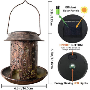 Linterna solar para jardín, luz Led colgante para exteriores, impermeable, decorativa, con proyección de patrón de pájaros, para patio, césped - Product Image 5