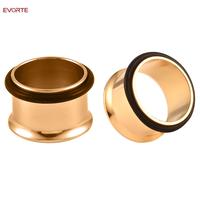 Evorte Vente en gros 0g 1G 316L Acier chirurgical Anneau de piercing de base pour oreille, tunnel, dilatateur d'oreille, plaqué or 18 carats