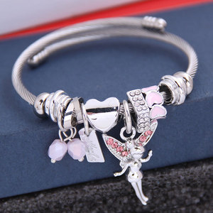 <span class=keywords><strong>Bracciale</strong></span> Aperto in Acciaio Inossidabile <span class=keywords><strong>con</strong></span> Cristalli Colorati e Diamanti Ciondolo Fai da Te Amore <span class=keywords><strong>Angelo</strong></span> per Ragazze e Donne - Product Image 3