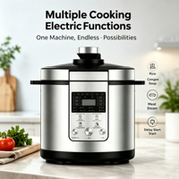 Cuisinière électrique multifonction à pression avec boîtier en acier inoxydable, écran LED, pour riz et ragoûts, vente en gros d'usine, OEM