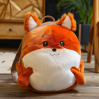 Sac à dos personnalisé en peluche renard, sac bandoulière en cuir motif animal de dessin animé avec logo brodé pour étudiantes et shopping