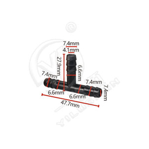 Conector en T para Manguera de Limpiaparabrisas Xinyida, 7.4mm, Plástico Negro, W223 - Product Image 1