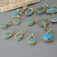 Pendentifs vintage en pierre turquoise bleue, formes multiples (goutte d'eau, ovale), breloques pierres de naissance pour la fabrication de bijoux, bracelets, colliers, vente en gros