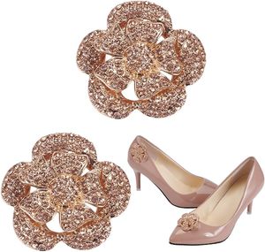 Clips à chaussures en cristal PCS, breloques de luxe en strass de X pouces, boucles florales exquises couleur or clair, décoration bijoux avec boîte pour femme - Product Image 1
