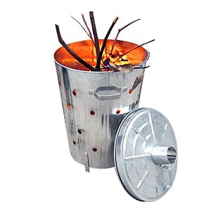 75L Open Top Galvanized Steel Incinerator Eco-Friendly Outdoor Garden Waste Wood <strong>Fire</strong> <strong>Bin</strong> with Rolling Cover - Product Image 5