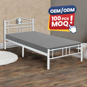 Estructura de acero única moderna, estructura de cama de hostal, acabado con recubrimiento de polvo blanco al por mayor, camas de metal para dormitorios - Product Image 1