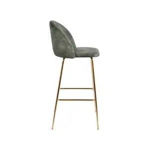 Modernes Design Stoff Counter Bar Chair Home Küche Pub Golden Chromed High Back Barhocker Stühle