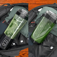 Draagbare USB-C blender met aluminium messen, geschikt voor auto, camper, reizen, smoothies, shakes, buitenactiviteiten, camping, sportschool, kleine sapcentrifuge, alles-in-één.