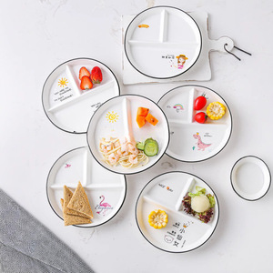 Ceramic Divided Plate 3-Compartment Meal Plate For Weight Loss Healthy Eating Kids Adults Porcelain Dinnerware Set - Product Image 2