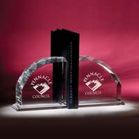 Serre-livres en cristal transparent de qualité supérieure pour la décoration de bureau et les cadeaux d'entreprise, supports de livres en verre haut de gamme avec logo personnalisé