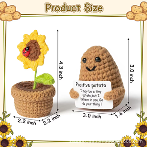 Poupée de pommes de terre créative Mini Funny Positive Life Potato Smile Flower Handmade Crochet Clasp Birthday Gifts - Product Image 4
