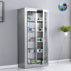 Tủ bệnh viện bằng thép không gỉ có khóa, trưng bày thuốc và tính năng vận hành trong phòng sạch dành cho xưởng học đường - Product Image 3