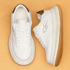 Zapatos Deportivos de Moda para Hombre, con Cordones, Parte Superior de Cuero Genuino Blanco, Suela de Goma, Estilo Casual de Negocios, con Amortiguación, Novedad 2025 - Product Image 5