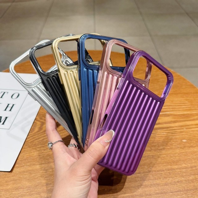 Fashion Electroplate 3D Vertical Grain Stripe Luggage Mobile Phone case for iPhone 11 12 14 15 17 Pro Max Shockproof TPU Cover