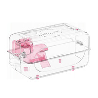 Cage à hamster en plastique, villa de luxe extra-large pour hamster doré, spacieuse, entièrement transparente, respirante, accessoires d'intérieur à clipser