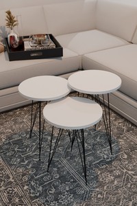 Modern <b>Round</b> <b>Nesting</b> Set of 3 Movable <b>Coffee</b> <b>Tables</b> Durable & Easy Assembly Living Room <b>Coffee</b> <b>Table</b> Set - Product Image 2