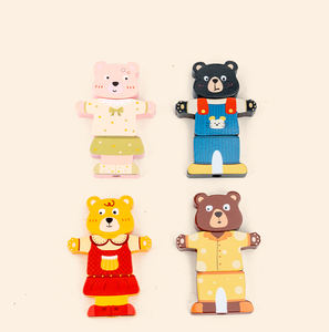 Jeu éducatif en bois Montessori pour la petite enfance, jeu éducatif de reconnaissance des couleurs, ours qui change de vêtements, jouets à empiler en colonne pour enfants - Product Image 4