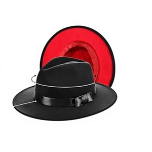 Black Wool Felt Fedora Hat With Ribbon Band Wide Brim Unisex Classic Style For Casual Wear Four Seasons Adult Size 56-58CM - Product Image 1