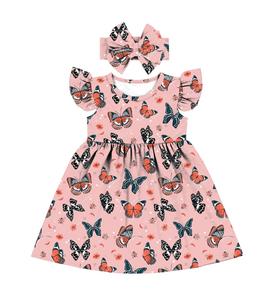 <span class=keywords><strong>2022</strong></span> printemps Floral petites filles <span class=keywords><strong>robe</strong></span> avec arc Flutter manches fille robes 6 à 14 ans princesse robes formelles pour les filles - Product Image 2