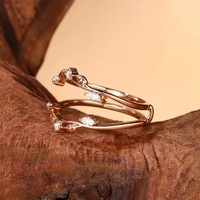 Bague de fiançailles Good Century en or 14 carats à double bande, forme de feuille, pavée de diamants de laboratoire, cadeau de mariage pour elle