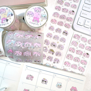 1 Roll of Tape Tiny People Series Die-cut Tape: Cute Girl Basic Glitter Sand Tape - Product Image 4