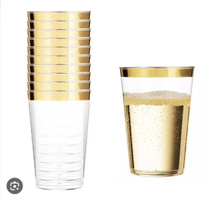 Stemless Champagner Whisky Saft Gold Trim Bulk Clear Einweg Kunststoff Weingläser Kunststoff PET Strong - Product Image 1