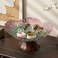 Nouvelle assiette à fruits en plastique de luxe, transparente dégradée, en forme de pétale, de qualité alimentaire, plat de service pour desserts, bol à bonbons avec base pour fêtes et banquets