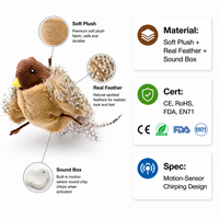 Jouet pour chat en peluche en forme d'oiseau, avec capteur de mouvement intelligent, son d'oiseau électrique et plumes qui battent, jouet interactif, vente en gros OEM