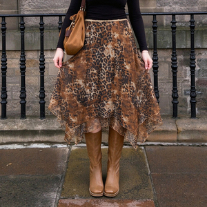 Falda Midi Irregular con Estampado de Leopardo, Sexy y Vintage para Mujer, Elegante y Versátil, Nueva Falda Larga para Otoño e Invierno - Product Image 1
