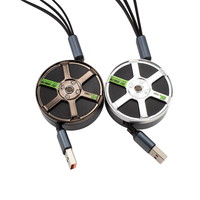Nuevo Cable de Datos 3 en 1 con Forma de Rueda, Cable de Carga Rápida Retráctil, Cable de Carga para Teléfono, Cable de Datos USB