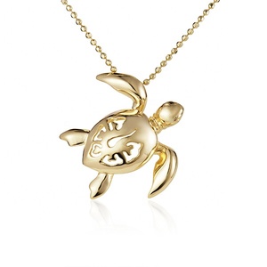 Pendentif Tortue <span class=keywords><strong>Honu</strong></span> avec motif fleur d'hibiscus, plaqué or vintage, plaqué or rose, argent sterling 925, pendentif pour femmes - Product Image 2