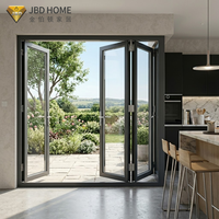 Porte pliante moderne en aluminium robuste, étanche, à double vitrage en verre trempé, pour entrée d'hôtel, extérieur, salle de bain, extérieur