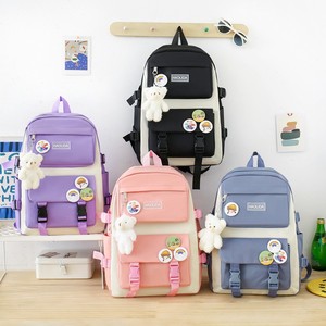 Bốn mảnh đặt học sinh nữ Tiểu Học Trung Học Cơ Sở Ba lô học sinh Đại Học Vải tương phản Ba lô - Product Image 4