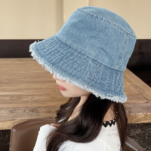 Sombrero de Pescador Estilo Coreano, de Mezclilla, con Ala Ancha, Protección Solar, Unisex, Primavera/Verano, de Algodón, Azul Cielo, Azul Oscuro, Azul Claro - Product Image 2