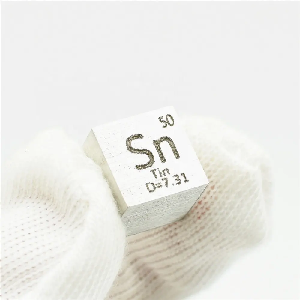 99.99% puro Estanho Sn Sobrenome 10 milímetros Cube Esculpido Elemento Da Tabela Periódica