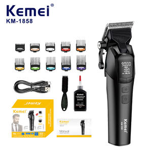 Tondeuse à cheveux Kemei KM-1858 professionnelle avec écran numérique, corps métallique, moteur sans balais 7000-9000 tr/min, charge USB - Product Image 1