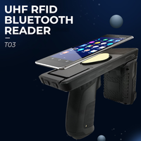 T03 Clip on Bluetooth 5.0 Lecteur UHF RFID Scanner de codes-barres 1D 2D compatible avec appareils mobiles Android HarmonyOS
