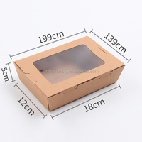 Bol à salade rectangulaire en papier kraft épais, jetable, imperméable et résistant à l'huile, grande capacité, boîte à lunch, à collation, à sushi, à steak