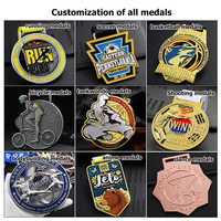 Médailles personnalisées 2d Corée Kung Fu Boxe Wkf Bjj Bjj Médailles Or Argent Laiton Logo En Relief Lettre Médailles Sportives avec Ruban