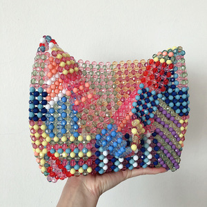 Women's Summer Casual Portable Beaded Shoulder <b>Bag</b> New Fashion Hand-Woven with <b>Pearl</b> Decoration in Mixed Colors - Product Image 1