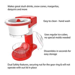 Broyeur à glace électrique 1,2 L, fonctionnement manuel, rouge, pour la préparation de slush et de glace pilée - Product Image 4