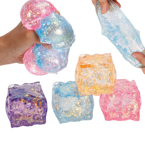 Cubo de Glitter TPR de Maltosa, Juguete Sensorial Antiestrés Blandito y Elástico, Pelota Antiestrés de Queso, Cubo para Aliviar el Estrés - Product Image 2