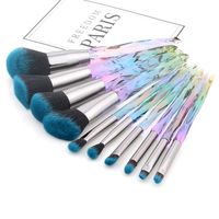 Ensemble de 10 pinceaux de maquillage professionnels personnalisés avec logo violet et bleu, pour fond de teint en poudre, fard à paupières, sourcils, effet cristal, marque privée.