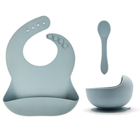 Bavoirs en Silicone de qualité alimentaire sans BPA, bol d'alimentation, bavoirs cuillère en Silicone, ensemble de vaisselle