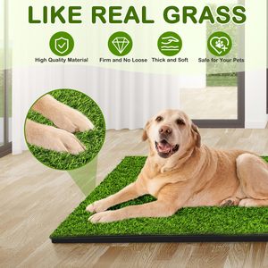 Tappetino igienico a 3 strati per cani di taglia grande con vassoio, in erba sintetica, riutilizzabile, per cuccioli, lettiera portatile per cani - Product Image 3
