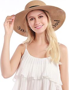 Bsbh mũ rơm màu đen nhiều màu sắc cho nữ Mũ Rơm mềm Vành rộng mũ rơm luffy mũ rơm thêu đi biển chống nắng UPF50 + phụ nữ có thể điều chỉnh - Product Image 3